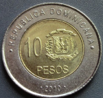 10 песо 2010 г. Доминиканская республика(7) -22 - аверс