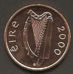1 пенни 2000 г. Ирландия(9) - 73.7 - аверс