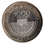 1000 песо 2012 г. Колумбия(12) -21.9 - аверс
