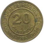 20 сентимо 1986 г. Перу(17) -57.5 - аверс