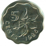 5 центов 1986 г. Свазиленд(19) -17 - аверс