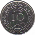 10 центов 2009 г. Суринам(20) -17.3 - аверс