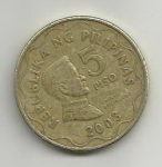 5 песо 2003 г. Филиппины(24) -27.1 - аверс