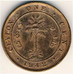 1 цент 1942 г. Шри-Ланка(26) - 54 - аверс