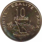10 франков 2004 г. Джибути(7) -22.7 - аверс
