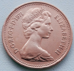 1 пенни 1971 г. Великобритания(5) -1974.6 - реверс