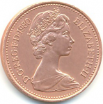 1 пенни 1980 г. Великобритания(5) -1974.6 - реверс