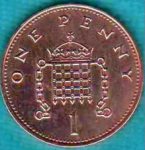 1 пенни 1995 г. Великобритания(5) -1989.8 - аверс