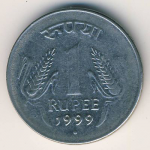 1 рупия 1999 г. Индия(9) - 35.6 - аверс