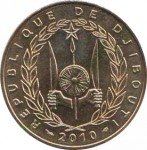 20 франков 2010 г. Джибути(7) -22.7 - реверс