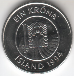 1 крона 1994 г. Исландия(10) - 107.6 - реверс