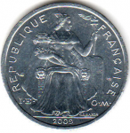 2 франка 2011 г. Новая Каледония(16) - 17.2 - реверс