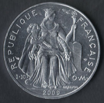 5 франков 2009 г. Новая Каледония(16) - 17.2 - реверс
