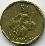 1 доллар 1996 г. Фиджи(24) -10.8 - аверс