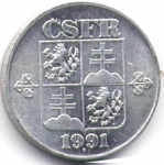 10 гелеров 1991 г. Чехия(25) - 148.2 - реверс