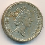 1 фунт 1991 г. Великобритания(5) -1989.8 - реверс