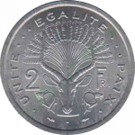 2 франка 1977 г. Джибути(7) -22.7 - аверс