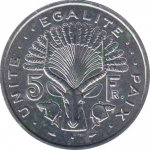 5 франков 1991 г. Джибути(7) -22.7 - аверс
