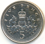 5 пенсов 1991 г. Великобритания(5) -1989.8 - аверс