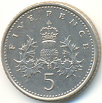 5 пенсов 1997 г. Великобритания(5) -1989.8 - аверс