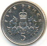 5 пенсов 1999 г. Великобритания(5) -1989.8 - аверс