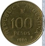 100 песо 1980 г. Аргентина(2) - 44.7 - аверс