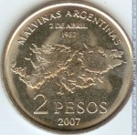 2 песо 2007 г. Аргентина(2) - 1475 - реверс
