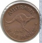 1/2 пенни 1942 г. Австралия (1) - 221.1 - аверс