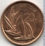 20 франков 1982 г. Бельгия(3) - 465.2 - реверс