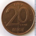 20 франков 1994 г. Бельгия(3) - 465.2 - реверс