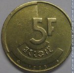 5 франков 1986 г. Бельгия(3) - 465.2 - реверс