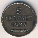 5 чентезимо 1935 г. Сан-Марино(19) -1896.3 - аверс