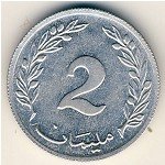 2 миллима 1960 г. Тунис(22) - 6.9 - аверс