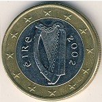 1 евро 2002 г. Ирландия(9) - 74.7 - реверс