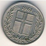 25 эйре 1962 г. Исландия(10) - 107.6 - реверс