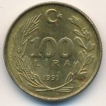 100 лир 1993 г. Турция(23) - 88.1 - аверс