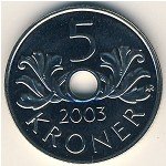 5 крон 2002 г. Норвегия(16) -98.7 - аверс