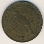 1 пени 1957 г. Новая Зеландия(16) -46.8 - аверс
