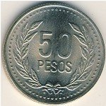 50 песо 2010 г. Колумбия(12) -21.9 - аверс