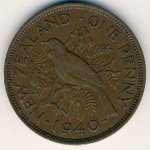 1 пени 1940 г. Новая Зеландия(16) -46.8 - аверс