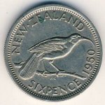 6 пенсов 1950 г. Новая Зеландия(16) -46.8 - аверс