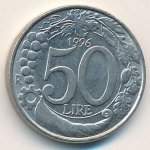 50 лир 1996 г. Италия(10) - 266.5 - аверс