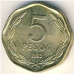 5 песо 1998 г. Чили(25) - 8.5 - аверс