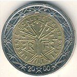 2 евро 2000 г. Франция(24)-  880.5 - реверс