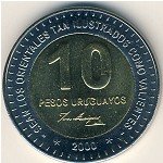 10 песо 2000 г. Уругвай(23) -16.2 - аверс
