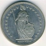 2 франка 1988 г. Швейцария(25) -71.1 - реверс
