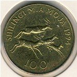 100 шиллингов 1994 г. Танзания(20) - 13 - аверс
