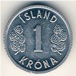 1 крона 1977 г. Исландия(10) - 107.6 - аверс