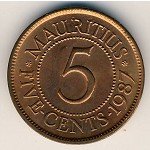 5 центов 2007 г. Маврикий(13) - 8.7 - аверс