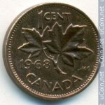 1 цент 1968 г. Канада(11) -241.3 - аверс